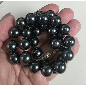 Vintage RMN Grey Faux Pearl Necklace